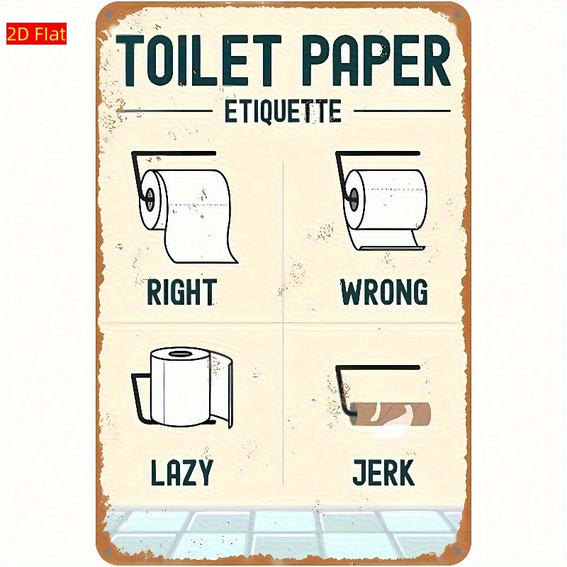 Home Bathroom Etiquette - Houten toiletpapier-etiquettescherm - 5,85