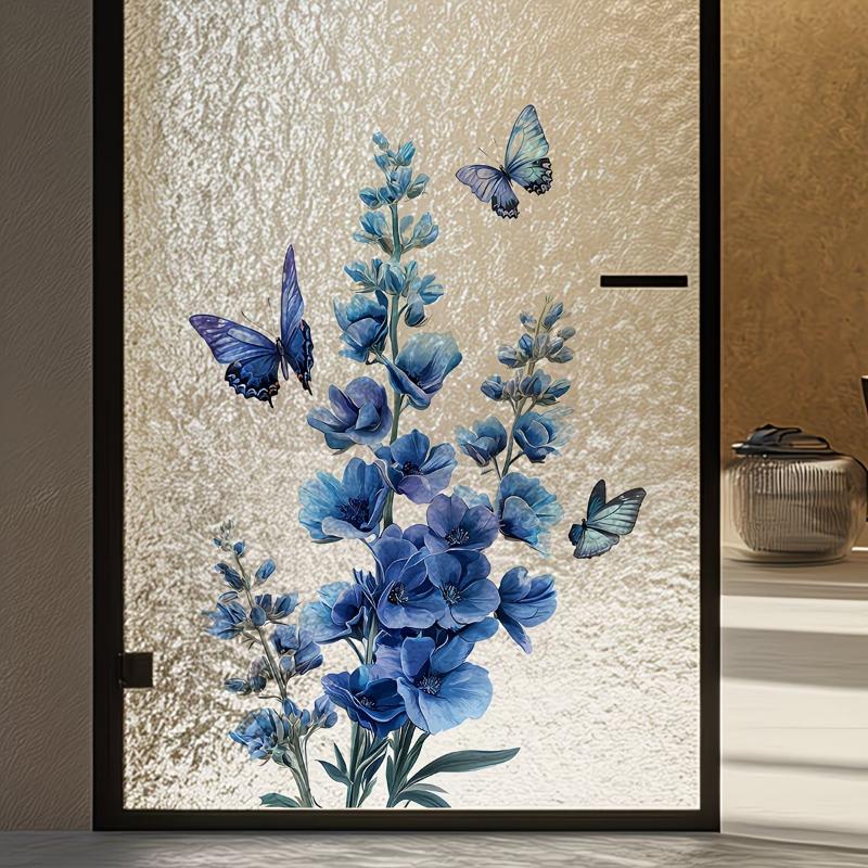 Home Bathroom Glass - Verwijderbare glazen rozenstickers voor badkamerdeur, zelfklevend,