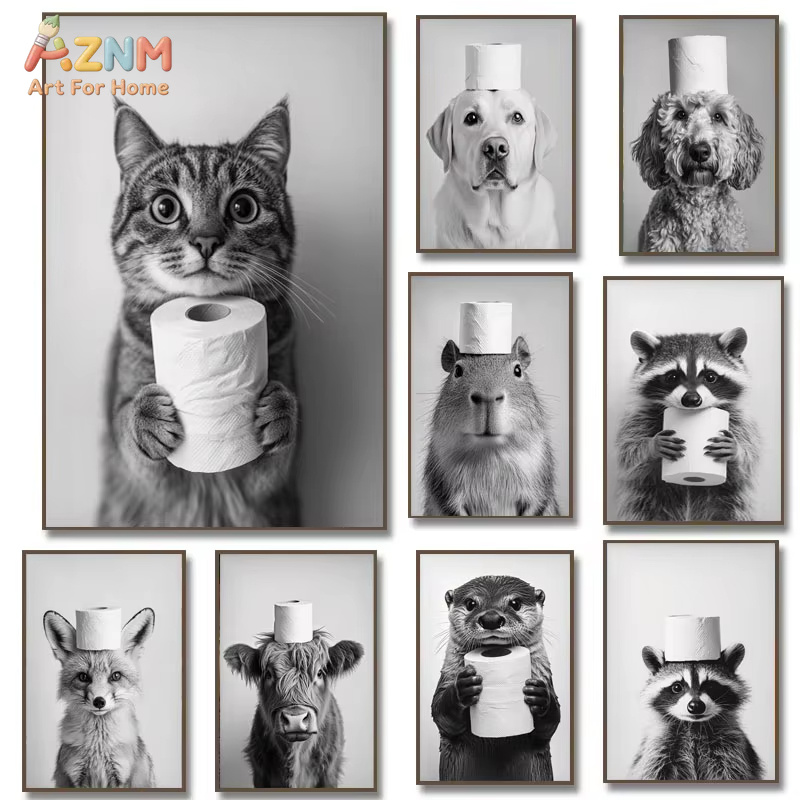 Home Bathroom Toilet - 1PC, Highland Cow Otter Cat Raccoon