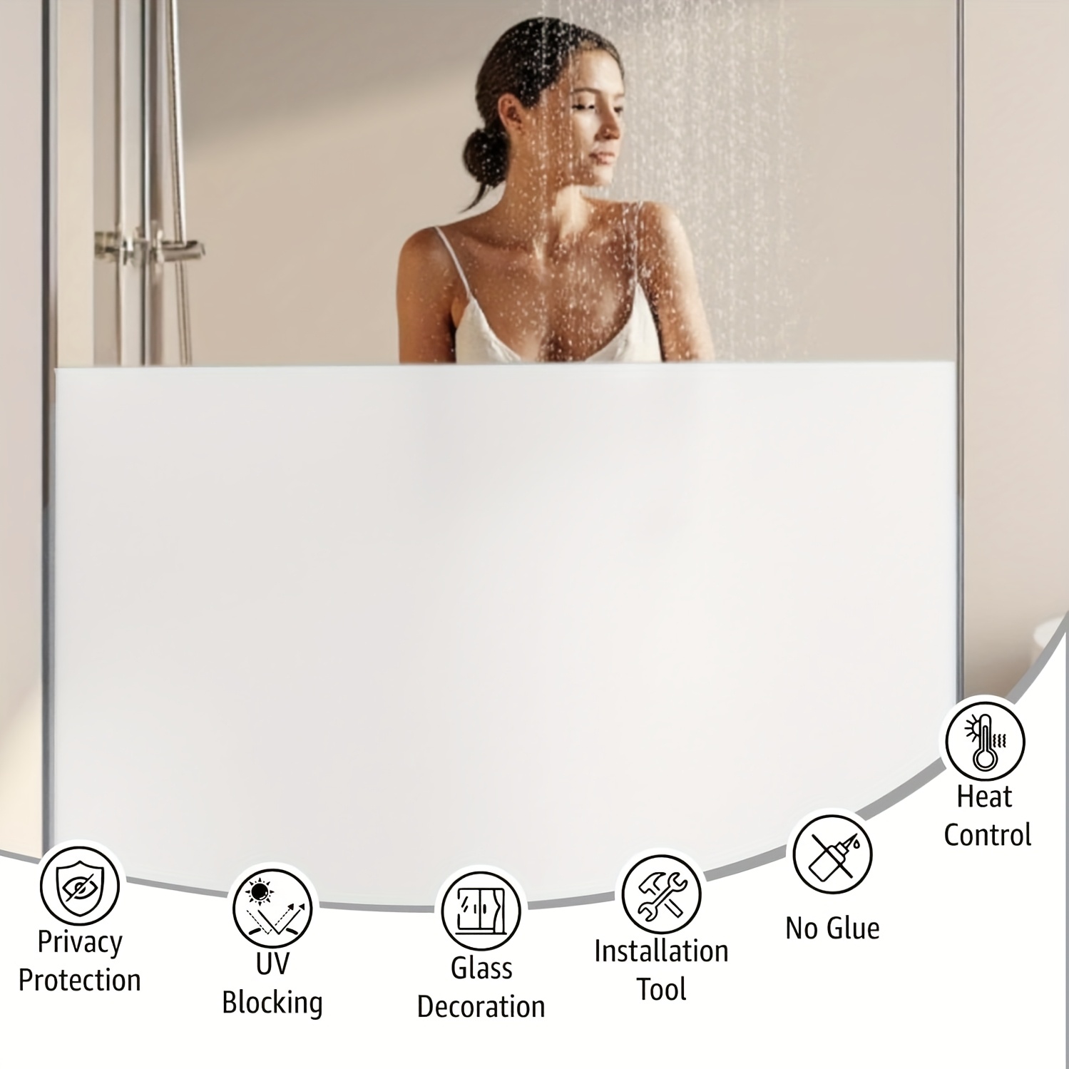 Home Bathroom Glass - Witte matte privacy raamfolie, statisch klevend,