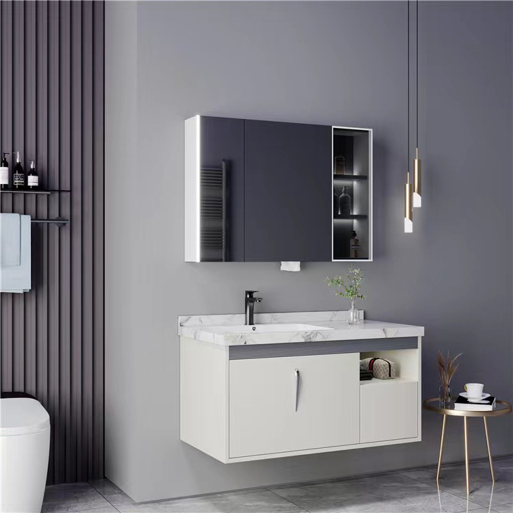 Home Living Bathroom Vanity - Badkamermeubel Modern zwevend wandmodel met kunststenen