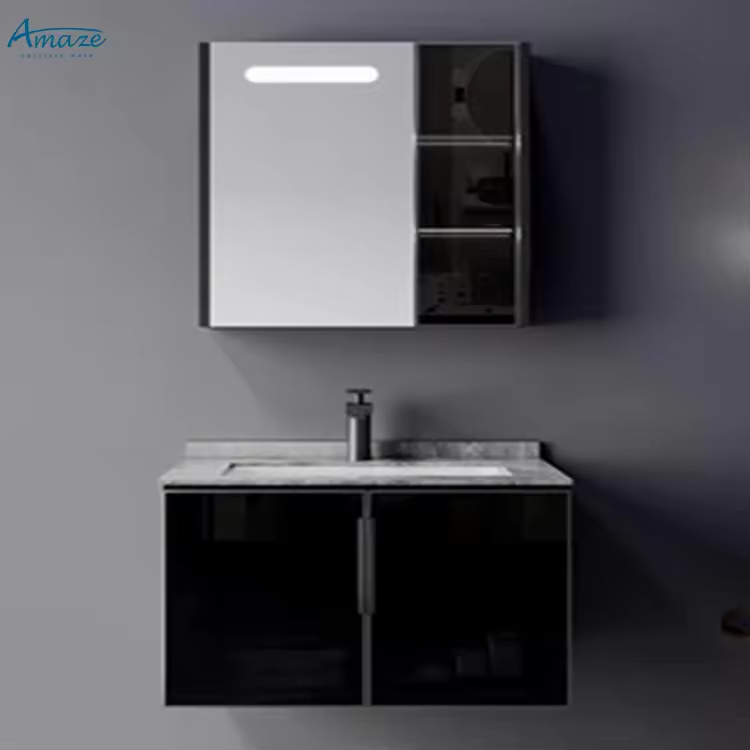 Home Living Bathroom Vanity - Badkamerkastje in moderne stijl, slimme LED-spiegel,