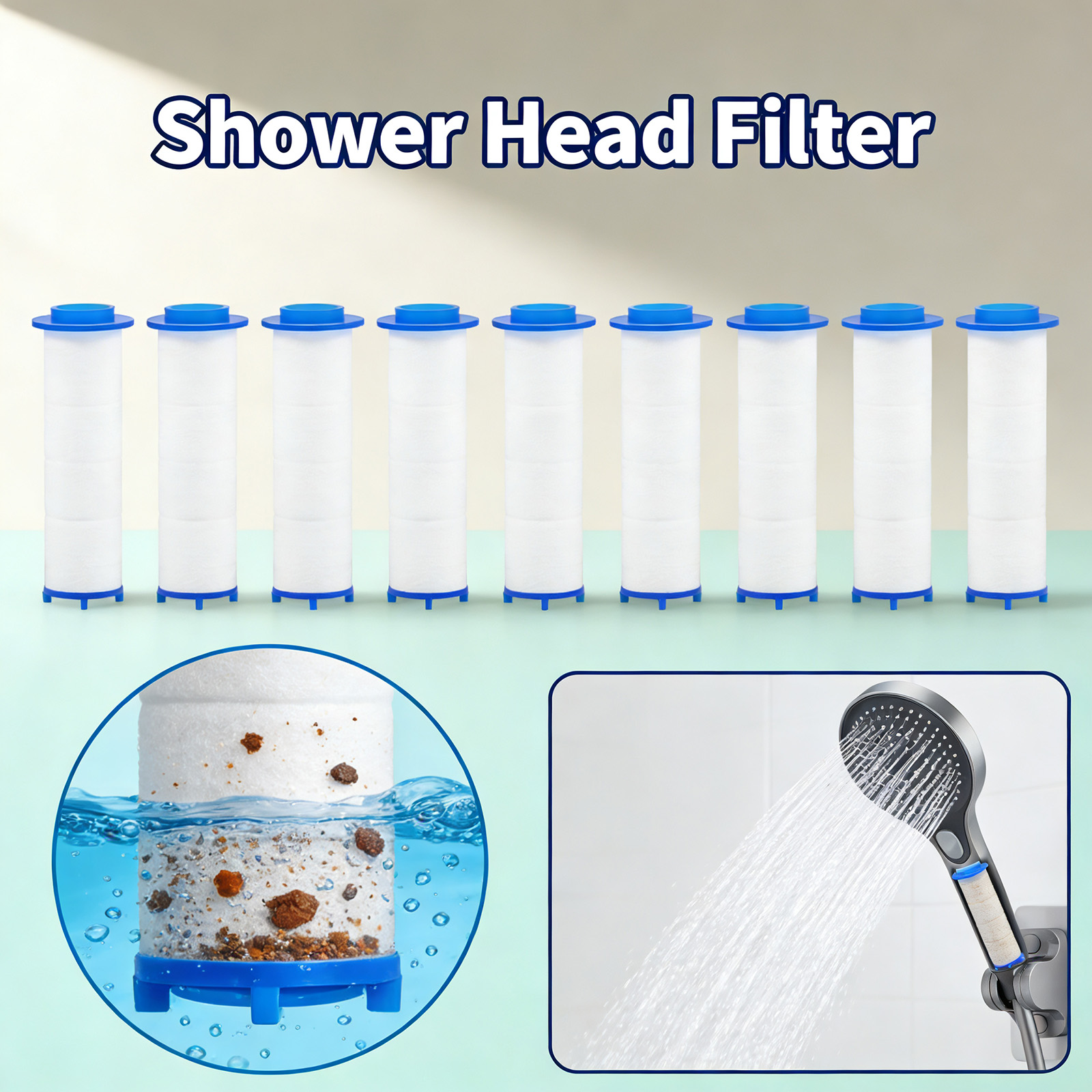 Home Bathroom Water Filter - 20 stuks vervangende douchefiltercartridge douchewaterfilter Verwijder