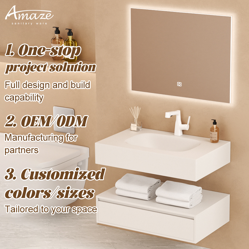 Home Living Bathroom Vanity - Badkamermeubel Luxe Stijl Aanpasbaar Enkelvoudige Wasbak