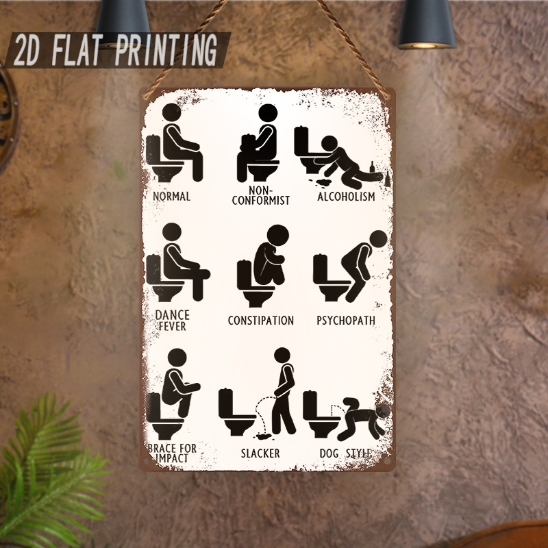 Vintage metalen bord met 'grap - Home Bathroom Etiquette recensie en prijs