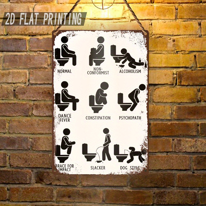 Vintage metalen bord met 'grap - Home Bathroom Etiquette recensie en prijs