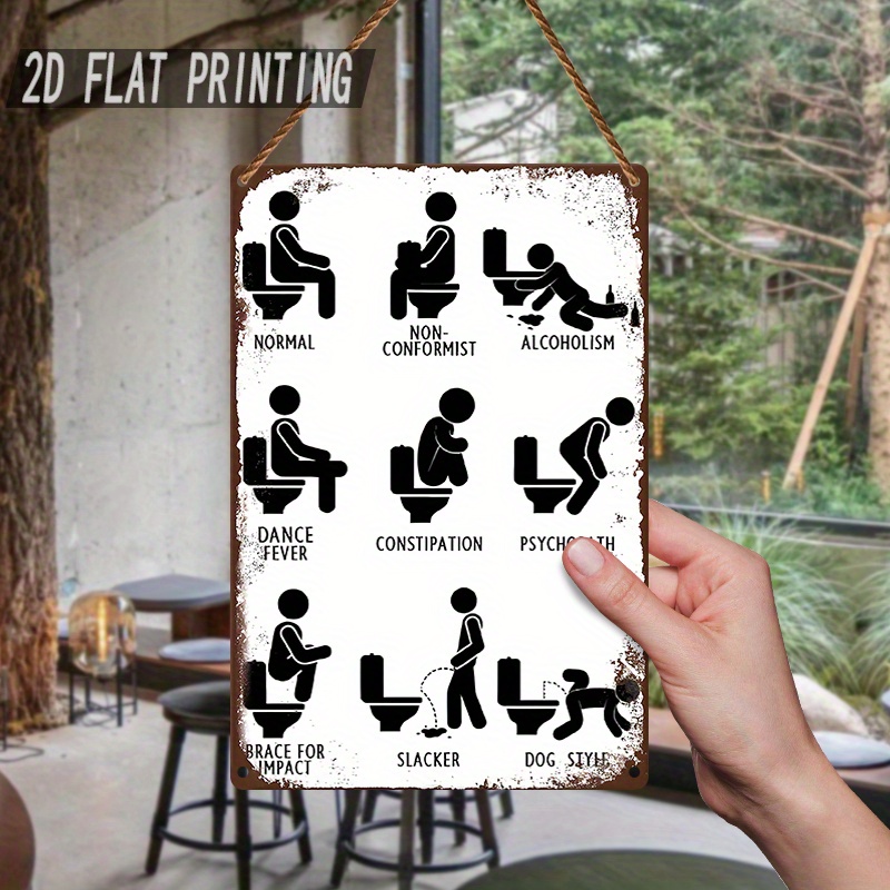 Vintage metalen bord met 'grap - Home Bathroom Etiquette recensie en prijs