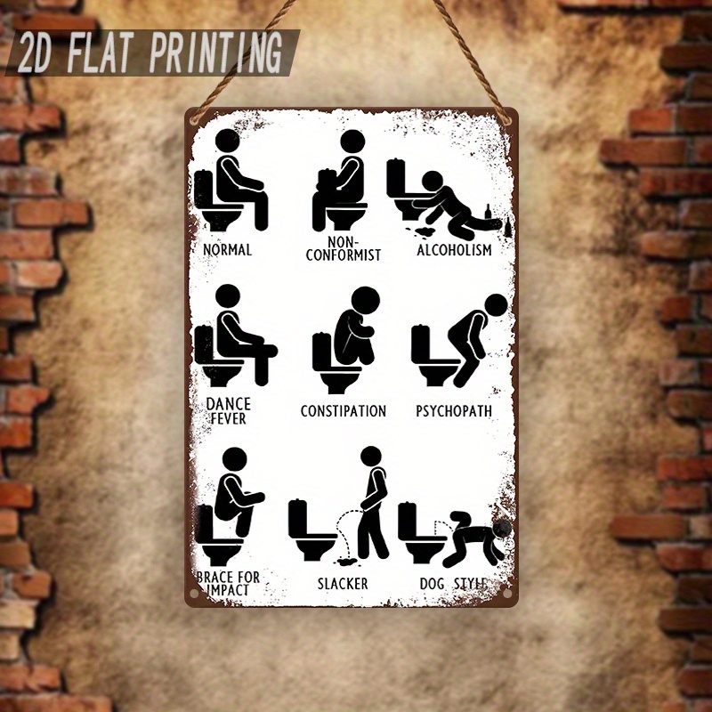 Vintage metalen bord met 'grap - Home Bathroom Etiquette recensie en prijs