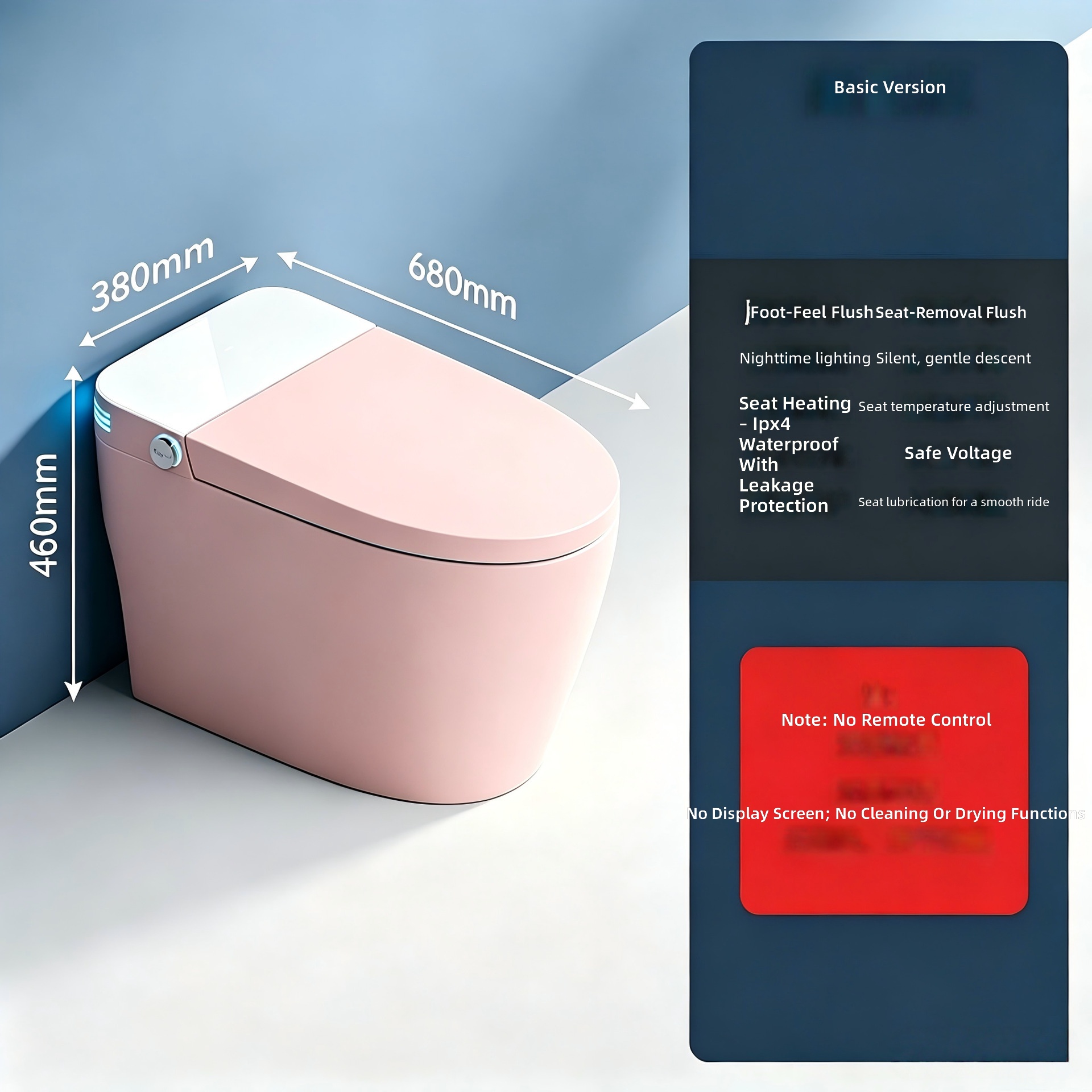 Slim toilet, roze, alles-in-éé - Home Bathroom Toilet recensie en prijs